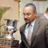 Rudolph Brown/Chief Photographer
Christopher Barnes,  deputy managing director of The Gleaner Company walk a way with the winning award for media of the year to The Gleaner's at AAAJ Media Awards 2009 at Knutsford Court Hotel  New Kingston. on Wednesday, June 10-2009