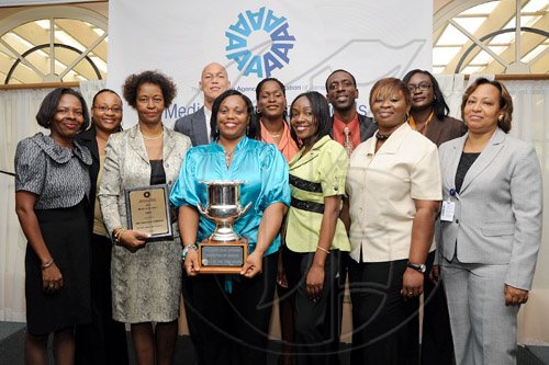 Rudolph Brown/Chief Photographer
Advertising Agencies Association of Jamaica, award winner for media of the year to The Gleaner's  at AAAJ Media Awards 2009 at the Knutsford Court Hotel  New Kingston. on Wednesday, June 10-2009