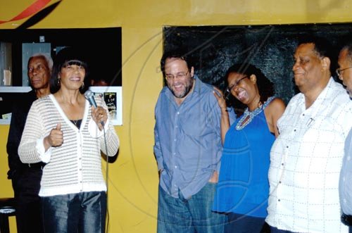 Winston Sill / Freelance Photographer
Comrades celebrating with Angella Brown-Burke (third right), from left: A.J Nicholson, Opposition Leader Portia Simpson Miller, Mark Golding, Roger Clarke and Dr Peter Phillips.
*********************************************************************************



  celebrates her birthday with family, friends and party colleague at party, held at The Quad, New Kingston on Monday night April 26, 2010.