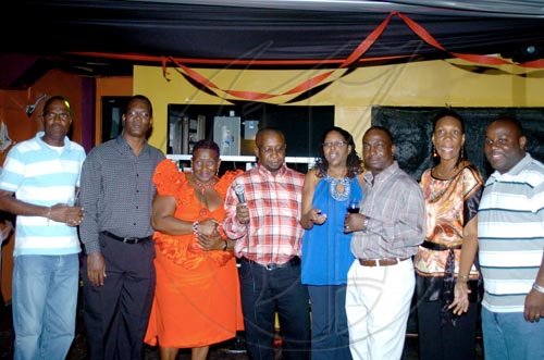 Winston Sill / Freelance Photographer
Starting at the left councillors: Byron Clarke, Karl Blake. Marcia Neita. Andrew Swaby. Angela B. Audley Gordon. Audrey Smith Facey. Kevin Taylor. 

***************************************************Angella Brown-Burke celebrates her birthday with family, friends and party colleague at party, held at The Quad, New Kingston on Monday night April 26, 2010.