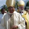 Rudolph Brown/Chief Photographer
The Rt. Rev. Alfred Reid, (left) Bishop of Jamaica and the Cayman Islands and Archbishop of Canterbury The Most Rev. and Rt. Hon. Dr. Rowan Williams enter the National Arena for the Diocese of Jamaica and the Cayman Islands, Order of Service on the occasion of the meeting of the Anglican Consultative Council on Sunday, May 3-2009.