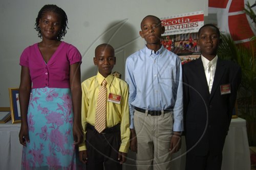 Gladstone Taylor / Photographer

left to right, Shania Owens, Kyle Sahadath, Daniel Lawla and Matthew Campbell

as seen at the Scotia Jamaica Foundation Shining Star Scholarship awards luncheon on August 26, 2010