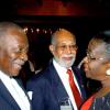 Winston Sill / Freelance Photographer
Conferment of the Order of the Civil Merit of Spain on Edmund Bartlett, Minister of Tourism, at a reception hosted by Ambassador Jesus Silva and Sara Silva, held at Norbrook Road on Friday night May 7, 2010. Here are  Godfrey Dyer (left); Lionel Reid (centre); and Dorothy Carter-Bradford (right).