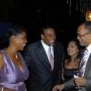 Winston Sill / Freelance Photographer
FirstCaribbean's Clovis Metcalfe (right) and Marlene Williams (second right) welcome Laurie Broderick and companion Sandy Gregory to the farewell.
Bank Farewell Function for Christopher Bovell, held at the Jamaica Pegasus Hotel, New Kingston night December 17, 2009.