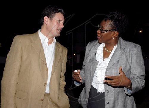Colin Hamilton/Freelance Photographer
British Director of Public Prosecutions (DPP) Keir Starmer chats with Jamaica's DPP Paula Llewelyn during a reception held in his honour at the British High Commission in New Kingston on Monday evening.