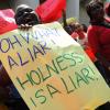 Ricardo Makyn/Staff Photographer.
University Students protesting against Minister of Education Andrew Holness because of the withdrawal of a subsidy to Tertiary level Students  on Tuesday 13.4.2010