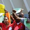 Ricardo Makyn/Staff Photographer.
University Students protesting against Minister of Education Andrew Holness because of the withdrawal of a subsidy to Tertiary level Students  on Tuesday 13.4.2010