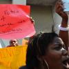Ricardo Makyn/Staff Photographer.
University Students protesting against Minister of Education Andrew Holness because of the withdrawal of a subsidy to Tertiary level Students  on Tuesday 13.4.2010