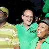 Ricardo Makyn/Staff Photographer                                  Jamaica Labour Party candidate Gregory Mair (second left), celebrates his victory in the North East St Catherine by-election with supporters, including Member of Parliament for Central St Catherine Olivia Grange (centre), in Riversdale yesterday.