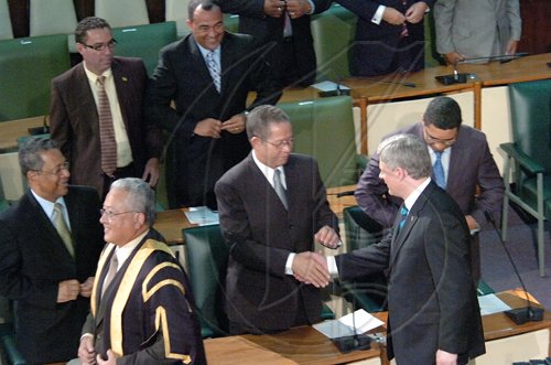 Rudolph Brown/Chief Photographer
Canadian Prime Minister Stephen Harper speaks to the House of parliament, on Monday, April 20-2009
Prime Minister Harper on an official visit to Jamaica.