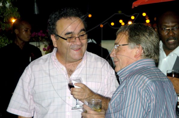 Winston Sill / Freelance Photographer
Marcelo Munoz (left) jokes with Russian Ambassador Victor Zotin.

Consular Corps host Cocktail Reception to say farewell to the British High Commissioner, held at Spanish Court Hotel, New Kingston on Wednesday december 2, 2009.