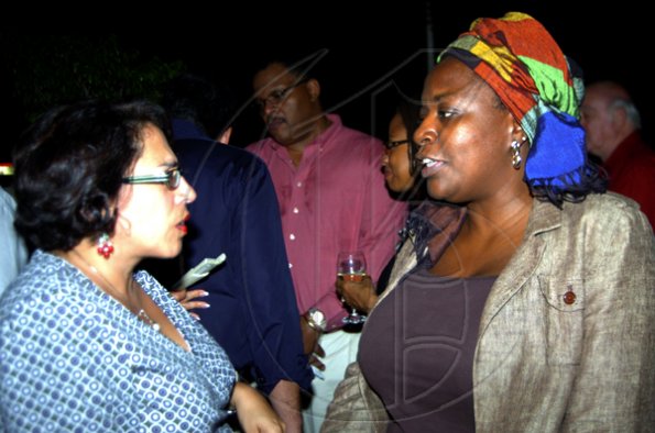 Winston Sill / Freelance Photographer
Venezuelan Embassy deputy Madai Hernandez (left) chats with Senegalese Ambassador Dr Nafissatou Diagne at the Consular Corps farewell reception to say farewell to the British High Commissioner, held at Spanish Court Hotel, New Kingston on Wednesday december 2, 2009.