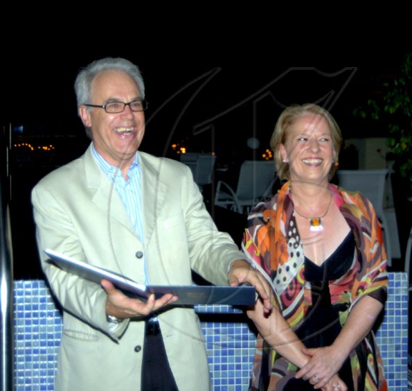 Winston Sill / Freelance Photographer
Departing British High Commissioner Jeremy Cresswell and wife Dr Barbara Munske enjoying the Consular Corps farewell.
, held at Spanish Court Hotel, New Kingston on Wednesday december 2, 2009.