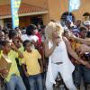 A  member of the audience responding to the  Macka Diamond’s lyrics.