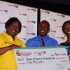 Colin Hamilton/freelance photographer
From left, VP, Group Corporate Communications - Supreme Ventures Ltd. Sonia Davidson, hands over a cheque to the President of the JCA Paul Campbell and Millicent Lynch at the Jamaica Cricket Festival 2010 Media Launch at the Acropolis Gaming Lounge on Tuesday March 9, 2010.