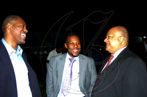 Winston Sill / Freelance Photographer
Guardsman Alarms General Manager Garth Kitson (left) and Permanent Secretary in the Security Ministry Major Richard Reece (right) may be wondering if ODPEM Director General Ronald Jackson caused the chilly weather.
Cuban Ambassador host National Day Reception, held at Millsborough Avenue on Friday night January 8, 2010.