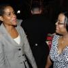Rudolph Brown/Photographer
Janelle Brown (left) marketing and product manager, Retail Banking, Scotiabank, has a word with Vanessa  Reid Boothe.

***************************************************************************************** (left), of Scotiabank DBG Investments at the Wealth Magazine and Scotia DBG Investments Chicks and Balances Poolside party at Terra Nova Hotel in Kingston on Thursday, August 19-2010