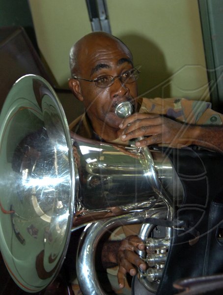 Norman Grindley /Chief Photographer
A member of the Jamaica Defence Force regiment band rehearse during a media open day at Up-Park Camp yesterday.