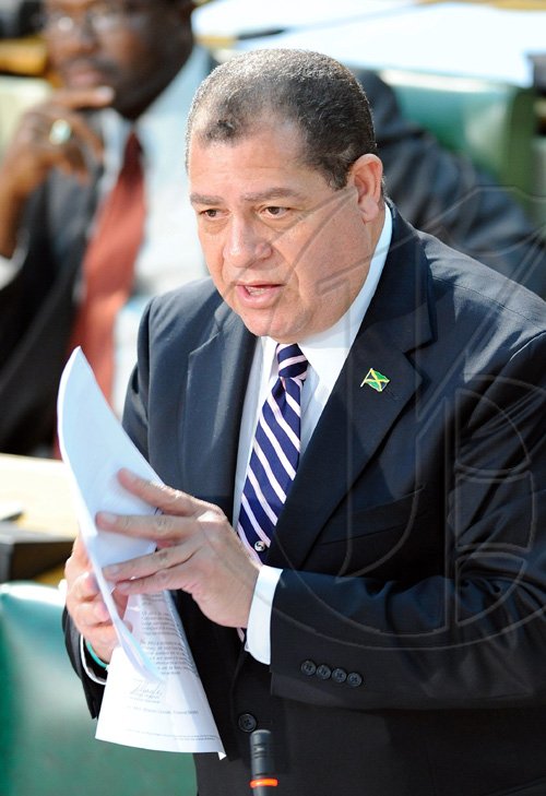 Rudolph Brown/Chief Photographer
Audley Shaw, Minister on Finance and the Public Service speaks on IMF in Parliament on Tuesday, July 21-2009.