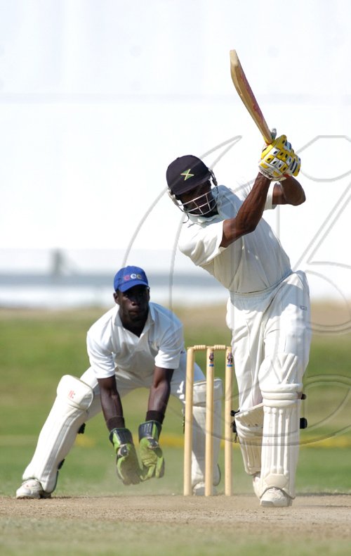 Ricardo Makyn/Staff Photographer.
Jamaica's David Bernard Junior  on the go against the CCC in thier West Indies Cricket Board Championships on Tuesday 24.3.2009.