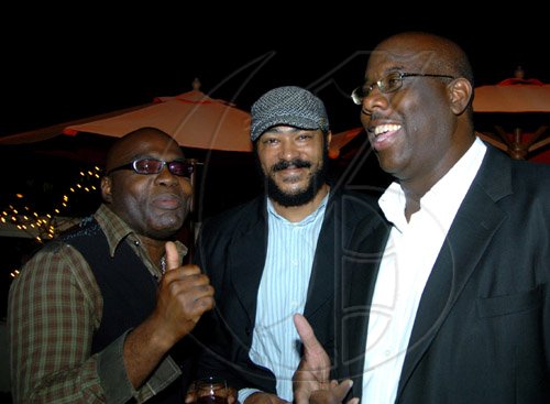 Winston Sill / Freelance Photographer
Pot of Gold Productions presents the Launch of the 2009 "Take Me Away Concert" with Richie Stephens and Friends, held at the Spanish Court Hotel, St. Lucia Avenue, New Kingston on Thursday March 26, 2009. Here are Richie Stephens (left); Owen Banton (centre), Stage Manager; and Howard McIntosh (right).