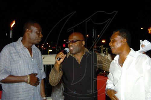 Winston Sill / Freelance Photographer
Pot of Gold Productions presents the Launch of the 2009 "Take Me Away Concert" with Richie Stephens and Friends, held at the Spanish Court Hotel, St. Lucia Avenue, New Kingston on Thursday March 26, 2009. Here are Leroy Sibbles (left); Richie Stephens (centre); and Ken Boothe (right).