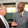 Ricardo Makyn/Staff Photographer.
Left Custos of Clarendon R James de'Roux with Dr Gilbert Allen and Rev.The Hon.Mrs Sophia Azan,CD,JP Custos of St Catherine at the Governor General's Consultative Youth Breakfast at the Caymanas Golf Club on Friday 15.5.2009.