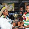 Contributed                                                                              Her Excellency, the Most Hon. Lady Allen, presents the 2010 Junior Champion
Farmer Trophy to 22-year old Rahim Baccas yesterday (August 1), at the
Denbigh Agri- Industrial Show in May Pen, Clarendon. Baccas, who is a
livestock and ground provision farmer, was winning the trophy for the second
time, having captured the title in 2009.