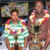 Contributed                                                                             2010 Junior Champion Farmer, Rahim Baccas (left) and 2010 Champion Farmer,
Errol Pickney, show off their winning trophies at the Denbigh Agri-
Industrial Show yesterday (August 1) in May Pen, Clarendon.