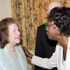 Rudolph Brown/Chief Photographer
Lorna Golding, (right) wife Prime Minister Golding chat with Peggy Blade wife of Desmond Blade chairman of General Accident Insurance Company after the Governor General Dr. Patrick Allen invested the Order of Jamaica on Mr. Blade during a ceremony of investiture and presentation of National Honours and Award at Kings House, St Andrew on Tuesday. May 12-2009