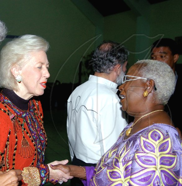 Winston Sill / Freelance Photographer
Diane Bish (left) has a word with Dr. Carol Ball at the concert.

************************************************************The Ward Theatre Foundation presents the influential and classical organist Diane Bish in Concert, held at Stella Maris Church, Shortwood Road on Sunday January 17, 2010. Here are Diane Bish (left); and Dr. Carol Ball (right).