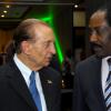 Colin Hamilton/Freelance Photographer 
The Hon. Edward Seaga has a chat with Captain Horace Burrell at the Digicel Premier League and National U-21 Awards Ceremony at the Jamaica Pegasus Hotel on Tuesday June 9, 2009.