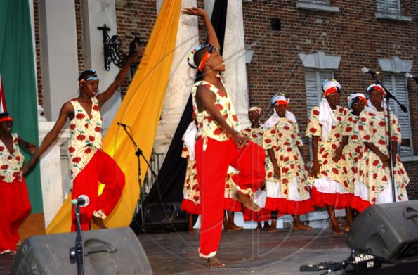 Winston Sill / Freelance Photographer
Prime Minister Bruce Golding and Guyana's President Bharrat Jagdeo attends Emancipation Day Celebration in Spanish Town, held at Emancipation Square on Saturday August 1, 2009.