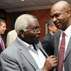 Rudolph Brown/Photographer
Pearnel Charles, (centre) Minister of Labour and Social Security chat with Roger Hinds, (right) President of the Shipping Association of Jamaica and Bruce Bowen, (left) President and CEO of Scotiabank at the Scotiabank and CCELD launches Caribbean Canada Emerging Leaders' Dialogue, CCLED Conference 2011 at Courtleigh Hotel in New Kingston on Tuesday, August 17-2010.