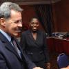Rudolph Brown/Photographer
Stephen Hallihan, High Commissioner of Canada to Jamaica, greets Monique Todd (right)) of Scotiabank and Joylene Griffiths Irving, (centre) Director, Public and Corporate Affairs  at Scotiabank and CCELD launches Caribbean Canada Emerging Leaders' Dialogue, CCLED Conference 2011 at Courtleigh Hotel in New Kingston on Tuesday, August 17-2010.
