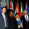 Winston Sill / Freelance Photographer
Belgian Ambassador Frederic Meurice (right) and wife Lydie (second left) join Ambassador Marco Mazzocchi Alemanni (second right), his Fiela and EU official Tom Millar on the red carpet.
 host Europe Day Reception, held at Hyperion Avenue, Jacks Hill on Wednesday night May 12, 2010.