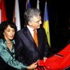 Winston Sill / Freelance Photographer
Head of Delegation of the European Union Ambassador Marco Mazzocchi Alemanni and wife Fiela (left) are intrigued with the garb of South African High Commissioner Faith Radebe.

host Europe Day Reception, held at Hyperion Avenue, Jacks Hill on Wednesday May 13, 2009.