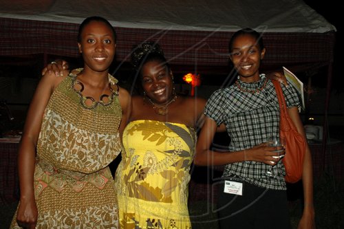 Colin Hamilton/freelance photographer
From left,  Jasinth Willshire; Juen Campbell and Yonique Myrie during the Opening Ceremony of the Inaugural Future Leaders Jamaican Diaspora Conference at the Mona Visitors Lodge on Tuesday August 4, 2009.