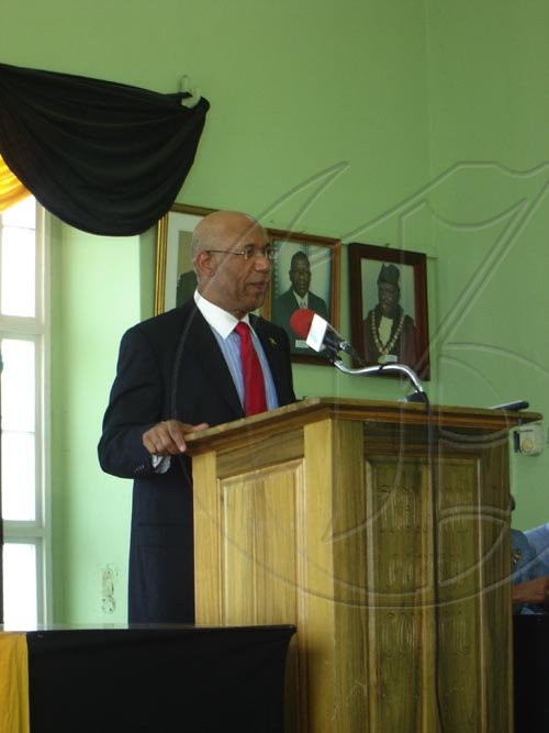 The Governor-General, His Excellency the most Honourable Sir Patrick Allen speaks at the Parish Council Town Hall in Falmouth on Tuesday. The Parish Council was the first stop in his tour of Trelawny.