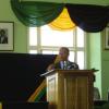 Dr. Patrick Harris, member of Parliament for North Trelawny, gives brief greetings to the Governor-General at the Parish Council Town Hall in Falmouth on Tuesday. The Parish Council was the first stop on the Governor-General's tour of Trelawny.