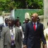 The Governor-General's entourage heads for the site of the Falmouth Port during the GG's tour of Trelawny on Tuesday. Leading the way, from left to right: Roylan Barrett, Custos Rotulorum of Trelawny; His Excellency the Most Honourable Sir Patrick Allen; Her Excellency the Most Honourable Lady Allen.