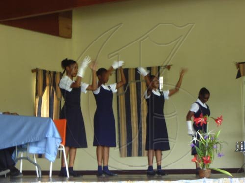Westwood High School's musical quartet "Hands of Praise" perform an item during the Governor-General's visit to the school on Tuesday.