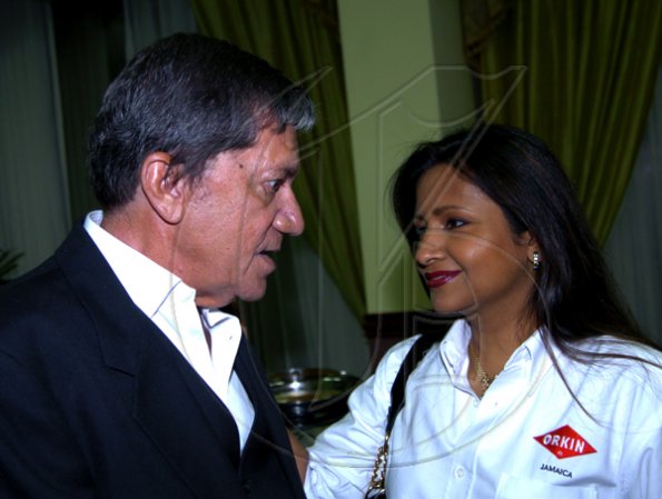 Winston Sill / Freelance Photographer
Hilton Kingston Hotel host Farewell Reception, held at Hilton Hotel, New Kingston on Tuesday night June 29, 2010. Hereare Frank Rosheuvel (left); and Sheila Benjamin-McNeill (right).