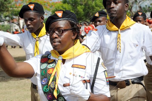 Rudolph Brown/Chief Photographer
Emerald Pathfinder Club parade at the Independence Day Ceremony at Kings House on Thursday, August 6-2009