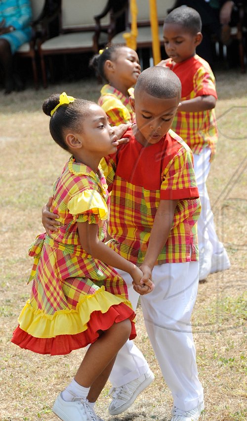 Rudolph Brown/Chief Photographer
Students from St, Theresa's Preparatory School perform at the Independence Day Ceremony at Kings House on Thursday, August 6-2009