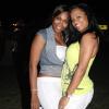 Glennette Campbell (left) and Terry-Ann Ho-Sang pose for the camera at the Jamaica Jazz and Blues Festival on Thursday night at the Trelawny Multi-purpose Stadium.