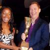 Colin Hamilton/Freelance Photogapher
Shelly-Ann Fraser, the Female Athlete of the Year, is presented with her Golden Cleats Award by Scotiabank president Bruce Bowen, at the ceremony at Jamaica House on Friday.


 winner of the Golden Cleat Award for female athlete of the year is overjoyed as she receives her awards from Scotiabank president, Bruce Bowen. 


JAAA Awards at Jamaica House on Saturday January 8, 2010.