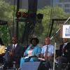 Contributed                                                                                                                                                                                                                                                          President of the Jamaican Canadian Association (JCA), Audrey Campbell, addresses the flag raising ceremony held on August 1 at Nathan Phillips Square, Toronto City Hall, to commemorate Jamaica’s Independence.  Seated (from left) are: Mrs. Lola Ramocan; Jamaica’s Consul General to Toronto, George Ramocan; Ontario’s Fairness Commissioner, Jean Augustine; Deputy Mayor of Toronto, Joe Pantalone; and Deputy Chief of Toronto Police Service, Peter Sloly.