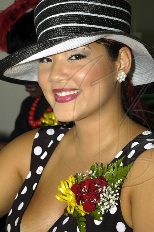 Colin Hamilton/freelance photographer
?
The Bigga Jamaica Oaks "Ladies Day" raceday on Saturday April 25, 2009 at Caymanas Track, was a bevy of beauty, brains, and talent. The grounds infront of the stands in the winners enclosure was awash with colour as the invited celebrities donned their various fashion statements with a finishing touch of hats which were provided by?Marcellas James of Cinderella Hats Ltd. Tessanne Chinn