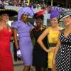 Colin Hamilton/freelance photographer
?
The Bigga Jamaica Oaks "Ladies Day" raceday on Saturday April 25, 2009 at Caymanas Track, was a bevy of beauty, brains, and talent. The grounds infront of the stands in the winners enclosure was awash with colour as the invited celebrities donned their various fashion statements with a finishing touch of hats which were provided by?Marcellas James of Cinderella Hats Ltd. Pretty girls all in a row from left: Mexican Ambassador Leonora Rueda; D'Angel; Renee Marshall; Tammy Chinn;  Tessanne Chinn; and Deika Morrison.